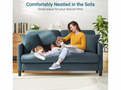 DripeX 2/3 asientos en terciopelo de Teddy, sofá de comodidad correcta en madera maciza, loveseat con reposabrazos, 165x78x89cm, -gris