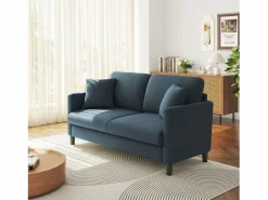DripeX 2/3 asientos en terciopelo de Teddy, sofá de comodidad correcta en madera maciza, loveseat con reposabrazos, 165x78x89cm, -gris