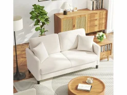 Discount 2/3 asientos en terciopelo de Teddy, sofá de comodidad correcta en madera maciza, loveseat con reposabrazos, 165x78x89cm, Sofá Escandinavo
