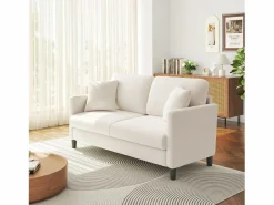Discount 2/3 asientos en terciopelo de Teddy, sofá de comodidad correcta en madera maciza, loveseat con reposabrazos, 165x78x89cm, Sofá Escandinavo