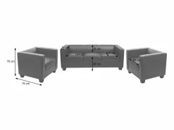 New 3-1-1 Conjunto de sofás Lille (3 piezas), Cuero Conjunto Sofá Y Sillón
