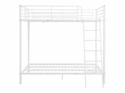 Outlet Vente-unique 2 literas de metal de 140 x 190 cm + colchón - GEMINI Blanco