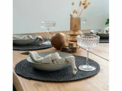 Best 4 manteles individuales de yute trenzada oscuro Ø38 cm Mantelería|Mantelería