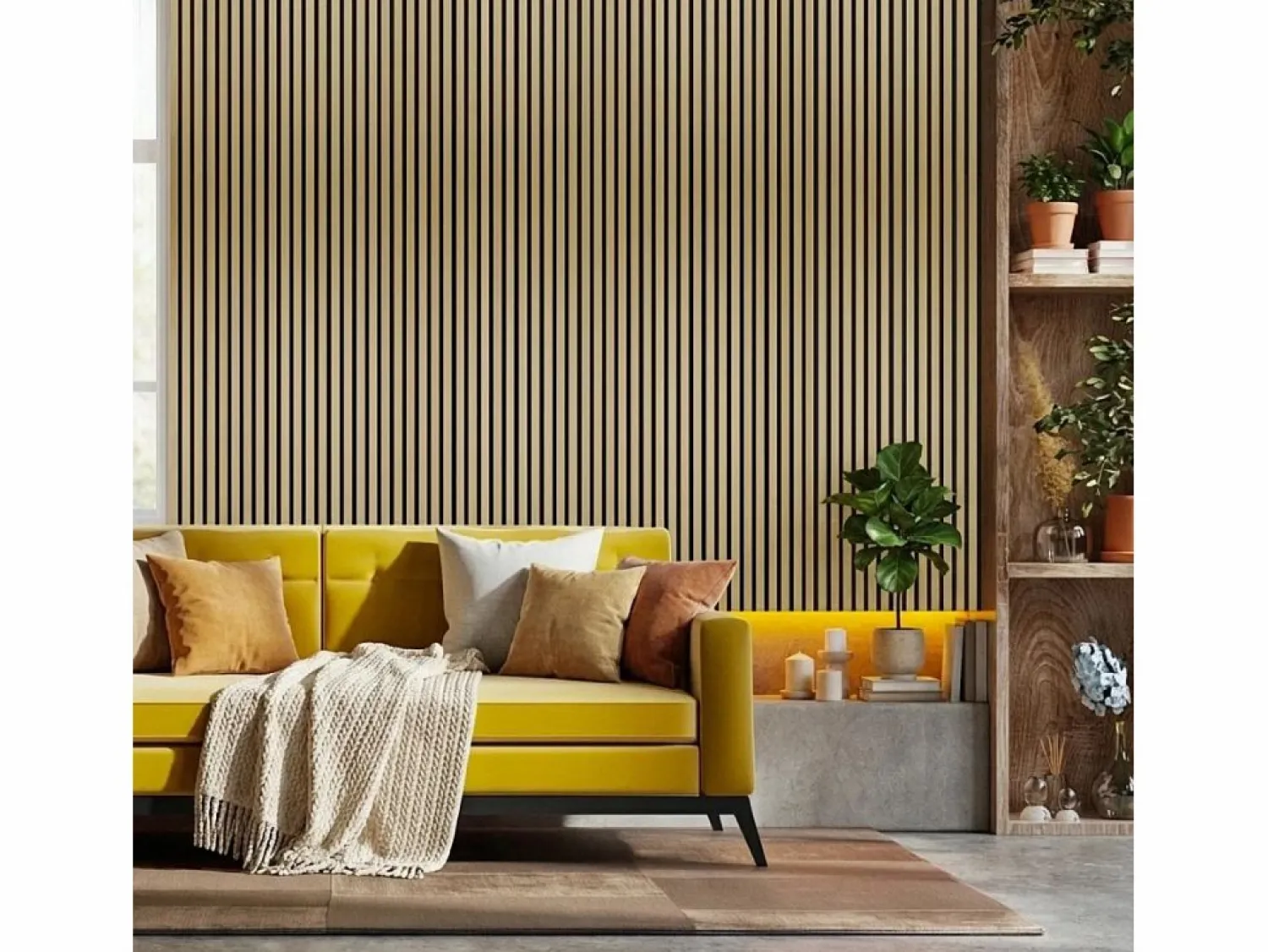AHD 4 paneles decorativos de pared de madera efecto dorado 120x60cm Tabb-GO