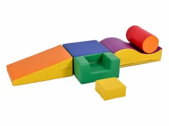 Best 6 piezas de bloques de construcción gigantes blandos para patio de juegos, módulos para correr y trepar, PU - Naranja Tobogán