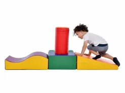 Best 6 piezas de bloques de construcción gigantes blandos para patio de juegos, módulos para correr y trepar, PU - Naranja Tobogán