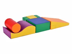 Best 6 piezas de bloques de construcción gigantes blandos para patio de juegos, módulos para correr y trepar, PU - Naranja Tobogán