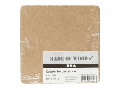Hot 6 posavasos de madera, para decorar - 10 x 10 cm Marru00f3n