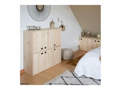 Online Calicosy 1 puerta 2 estantes Armario de pino dinámico Beige