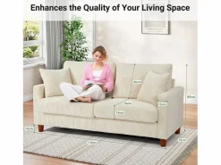 Best 2 -Seater Velvet Sofa, con 2 cojines, asientos profundos de 56 cm, 178x76x89cm, Todos Los Sofás|Sofá Escandinavo