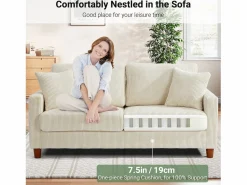 Best 2 -Seater Velvet Sofa, con 2 cojines, asientos profundos de 56 cm, 178x76x89cm, Todos Los Sofás|Sofá Escandinavo
