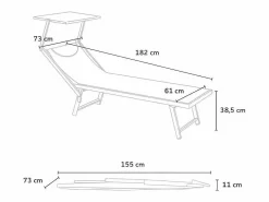 Discount Beach & Garden 4 Tumbonas plegables de aluminio con parasol para playa - Santorini Stock - Blanco