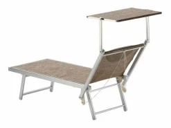 Online Beach & Garden 2 Tumbonas plegables de aluminio con parasol para playa - Santorini Limited Edition Stock - Nature - Santorini Gris
