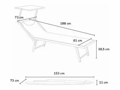 Online Beach & Garden 2 Tumbonas plegables de aluminio con parasol para playa - Santorini Limited Edition Stock - Nature - Santorini Gris