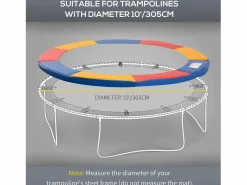 Accesorios para trampolín, set completo con red de seguridad, lona y escalera, poliéster, (305x305x15cm) Cama Elástica