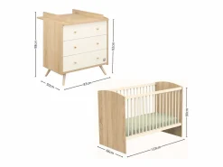 Online Access guardería completa, cama de 120x60cm y cómoda - Roble Dorado Mueble De Bebé