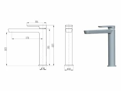 Hot Essebagno Addict Grifo mezclador lavabo medio cromado Plateado