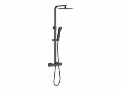 Aica 2 sets de ducha termostáticos en mate con rociador cuadrado y ducha de mano con columna ajustable