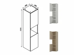 New AICA Armario auxiliar Armario de baño, 30 x 30 x 131.5 cm, Con compartimento divisorio y amplio espacio de almacenamiento， colgar de pared color Columna De Baño