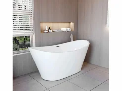 Aica Bañera acrílica exenta lujosa y duradera,1500x720x650mm,estilo ovalado,color ,incluye manguera + desagüe