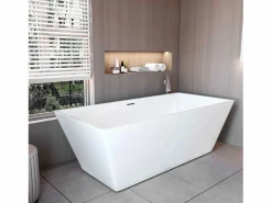 Outlet Aica Bañera de acrílico rectangular exenta,1700x800x580mm,color ,incluye manguera + desagüe Blanco