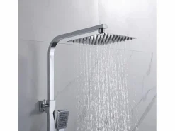 Aica columna de ducha termostática cuadrada plata alcachofa de ducha barra de acero inoxidable
