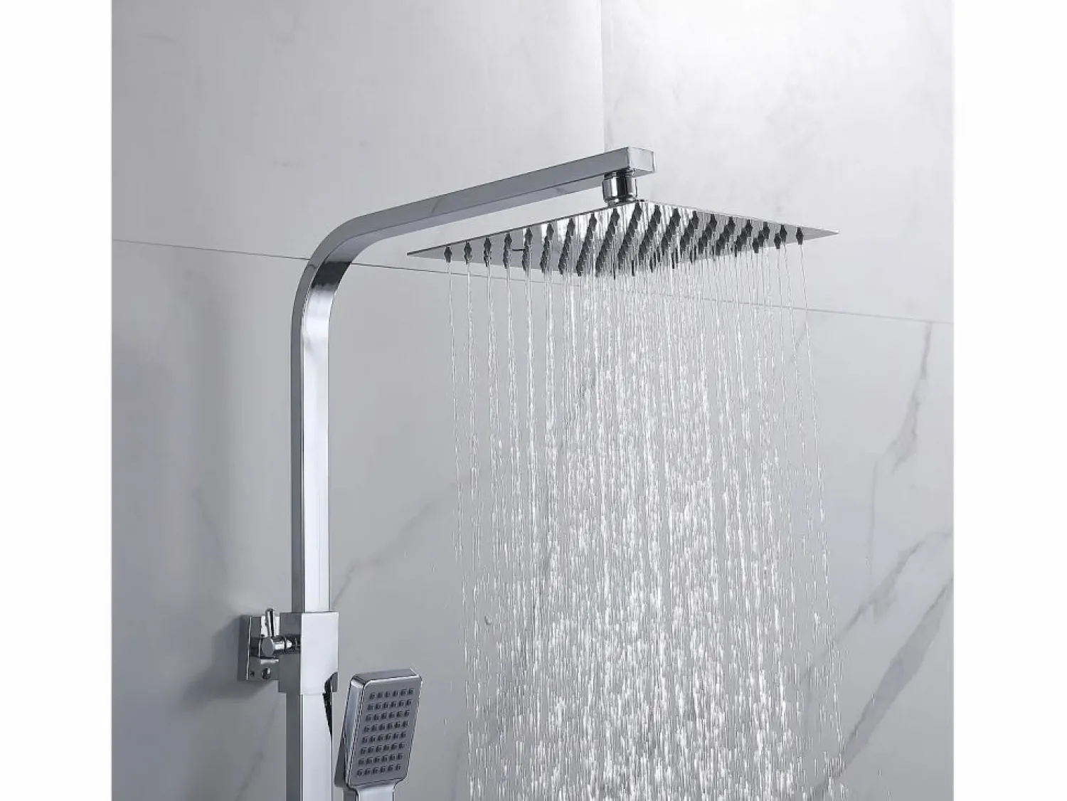 Aica columna de ducha termostática cuadrada plata alcachofa de ducha barra de acero inoxidable