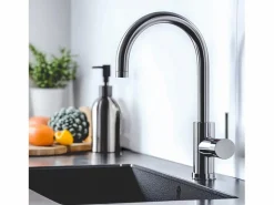 Outlet Aica columna de ducha termostático en cromo y grifo de cocina con control de temperatura Plateado