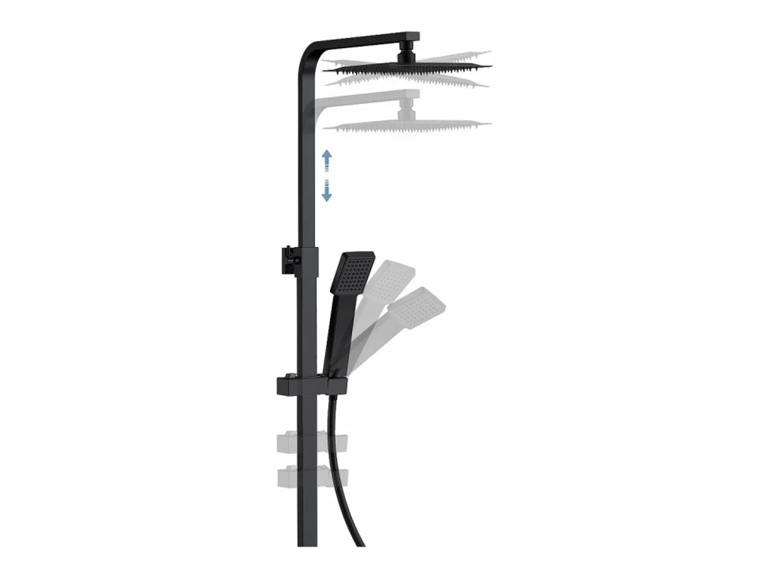 Hot Aica columna de ducha termostática mate rociador superior acero inoxidable para baño Negro