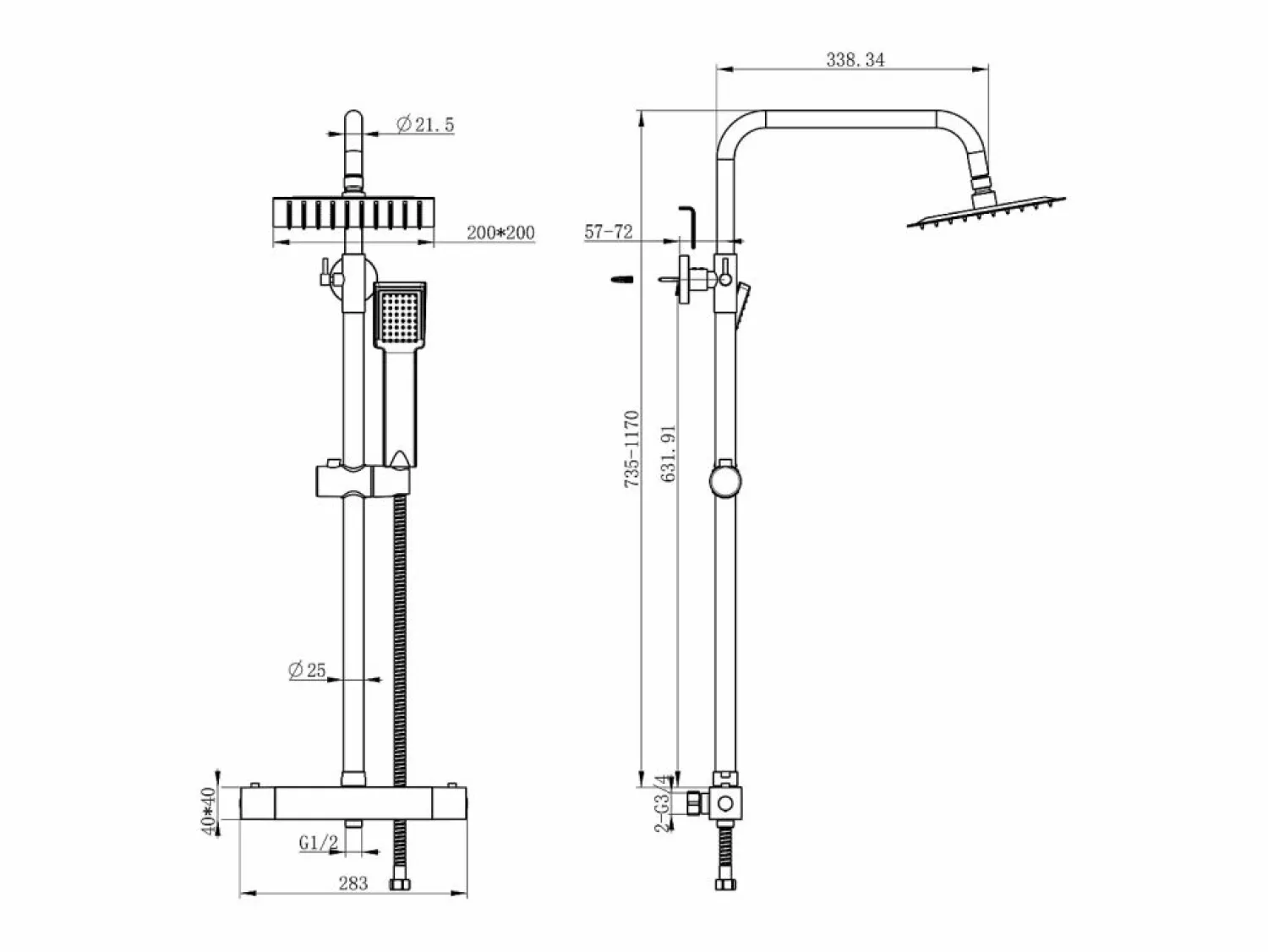 Hot Aica columna de ducha termostática mate rociador superior acero inoxidable para baño Negro