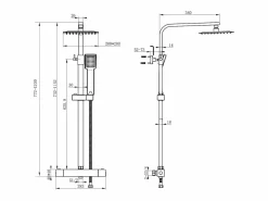 Online columna de ducha termostática cuadrada plata alcachofa de ducha con barra de acero inoxidable Columna De Ducha