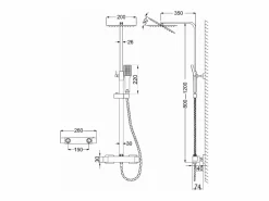 Aica columna ducha termostática 38℃ mate 80-120cm alcachofa de ducha para baño