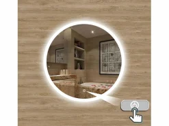 Discount AICA Espejo de baño con iluminación LED Espejo redondo,80 cm, antivaho, brillo ajustable, memoria de apagado Accesorios De Cuarto De Baño|Espejo De Cuarto De Baño