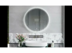Outlet AICA Espejo de baño con iluminación LED Espejo redondo,60 cm, antivaho, brillo ajustable, memoria de apagado Transparente