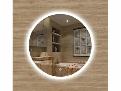 Outlet AICA Espejo de baño con iluminación LED Espejo redondo,60 cm, antivaho, brillo ajustable, memoria de apagado Transparente