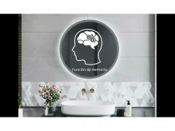 New AICA Espejo de baño con iluminación LED Espejo redondo,60 cm, luz 3 colores, antivaho, brillo ajustable, memoria de apagado Accesorios De Cuarto De Baño|Espejo De Cuarto De Baño