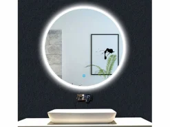 New AICA Espejo de baño con iluminación LED Espejo redondo,60 cm, luz 3 colores, antivaho, brillo ajustable, memoria de apagado Accesorios De Cuarto De Baño|Espejo De Cuarto De Baño