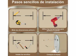 Hot AICA Espejo de baño con iluminación LED Espejo redondo,70 cm, antivaho, brillo ajustable, memoria de apagado Accesorios De Cuarto De Baño|Espejo De Cuarto De Baño