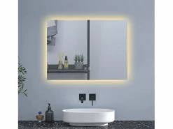 Best AICA Espejo de baño con luz LED,80 x 60 cm,luz tres colores+ antivaho+ brillo ajustable+ función de memoria agapada Accesorios De Cuarto De Baño|Espejo De Cuarto De Baño