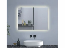 Best AICA Espejo de baño con luz LED,80 x 60 cm,luz tres colores+ antivaho+ brillo ajustable+ función de memoria agapada Accesorios De Cuarto De Baño|Espejo De Cuarto De Baño