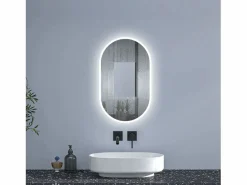 Best Espejo de baño LED 450 x 750 mm, ovalado, antivaho, luminosidad regulable Espejo De Cuarto De Baño|Accesorios De Cuarto De Baño