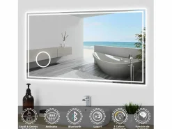 Online Espejo de baño LED 120×70cm,Bluetooth,3×lupa Accesorios De Cuarto De Baño|Espejo De Cuarto De Baño