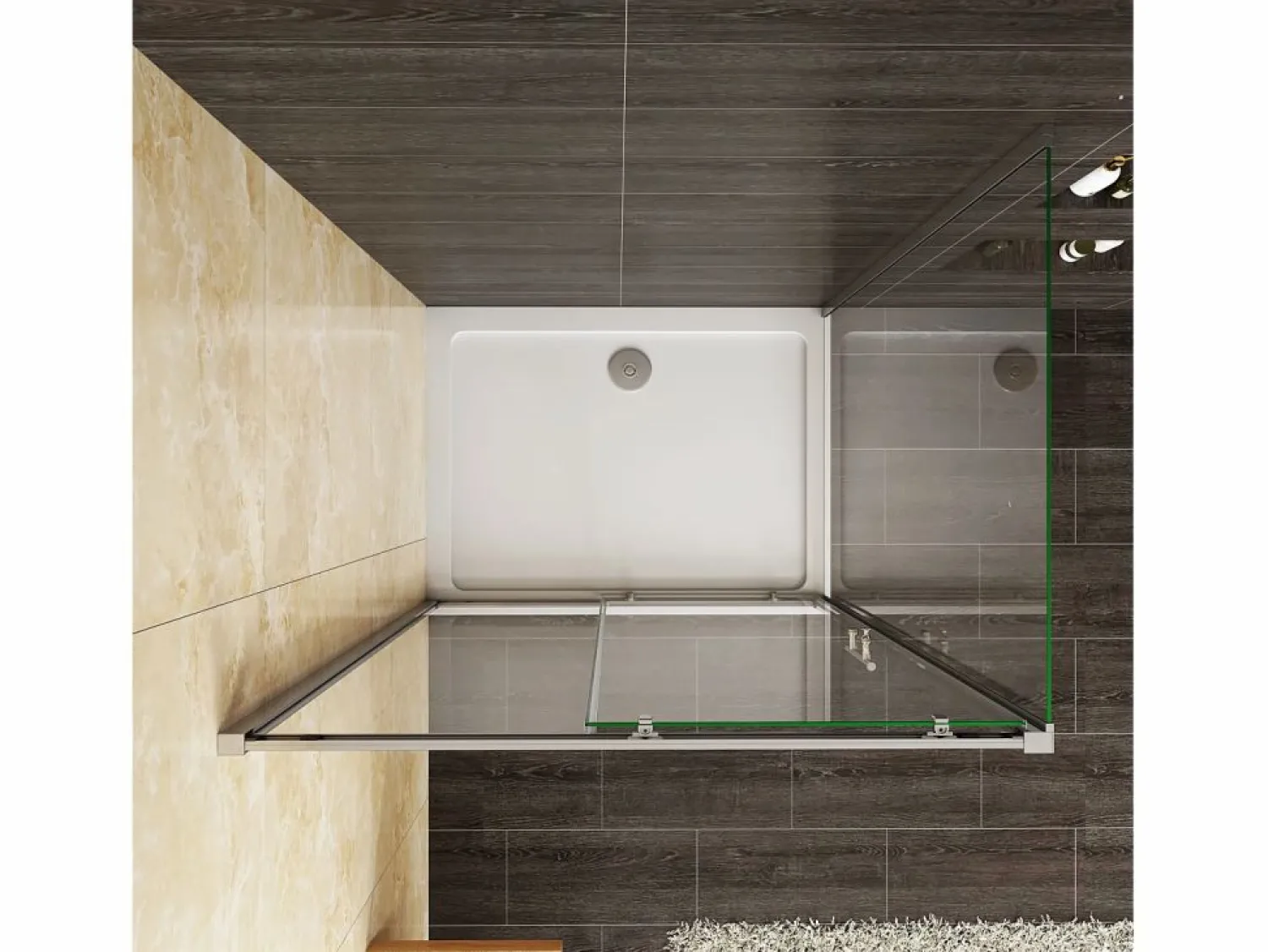 Hot Mampara de ducha corredera+panel lateral,vidrio templado 5mm,(1161-1201)x(680-700)x1850mm Mampara De Ducha