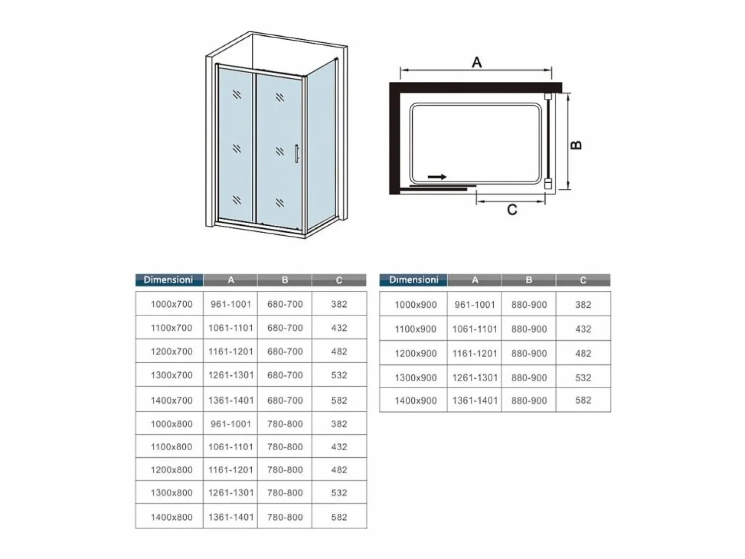 Hot Mampara de ducha corredera+panel lateral,vidrio templado 5mm,(1161-1201)x(680-700)x1850mm Mampara De Ducha