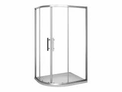Clearance Aica Mampara de ducha curva semicircular corredera,cromado,vidrio antical 6mm 900x900x1850mm Transparente