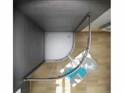 Clearance Aica Mampara de ducha curva semicircular corredera,cromado,vidrio antical 6mm 900x900x1850mm Transparente