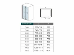 Best Aica Mampara de ducha frontal plegable vidrio 6mm con tratamiento antical,(786-816)x1850mm Transparente