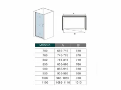 Online Aica Mampara de ducha frontal abatible perfil blanco/gris mate vidrio 5mm (686-716)x1850mm Transparente
