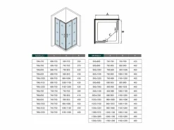 Aica Mampara de ducha rectangular corredera,perfil blanco,vidrio 5mm (680-700)x(880-900)x1850mm