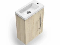 Aica Mueble de baño con lavabo, Roble, 44 x 23 x 60 cm